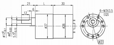 37 mm OD-Standardgetriebe BLDC-Planetengetriebemotor mit 8 Polen