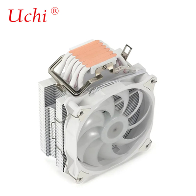 Weiß 6 Rohr Computer CPU Kühlgerät Dual Fan RGB Heizkessel PC Computer