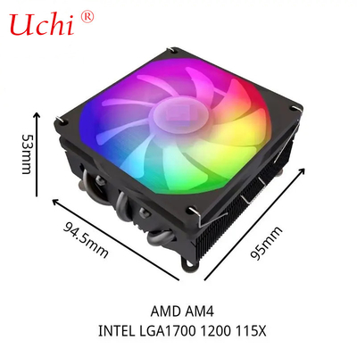 Heizrohr-Kühler I3 I5 I7 I9 Lga775 1150 1151 1155 1156 1700 1366 2011 AMD AM4 AM5 Universal Horizontale CPU Kühlventilator Schwarz