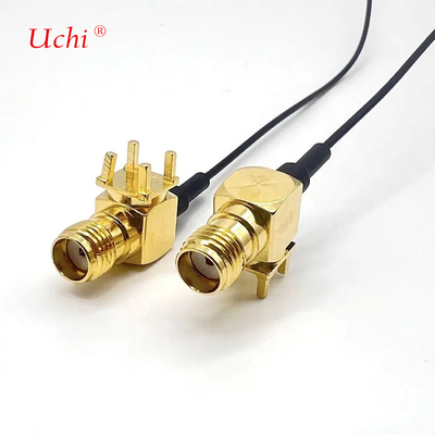 S-MA Weibliche Jack-Erweiterung Rechtswinkel Koaxial-PCB-Mount zum UFL-UFL-Konnektor 1.13 Pigtail-Kabel