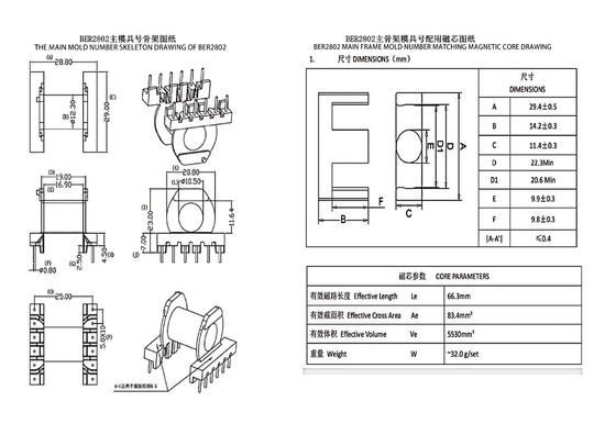 BER2802 (ER28 Horizontal (6+6) PIN) Stromverteilungstransformator LED-Netzteil Transformator