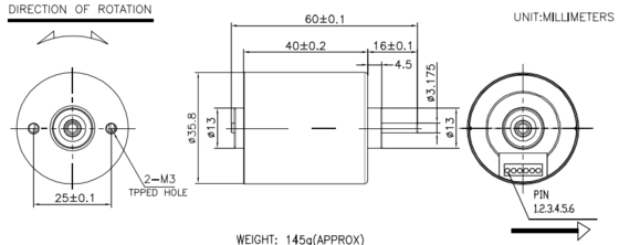 BLDC-3640 Bürstenlose Motoren mit Untersetzungsgetriebe für Elektrorasierer und Vibratoren