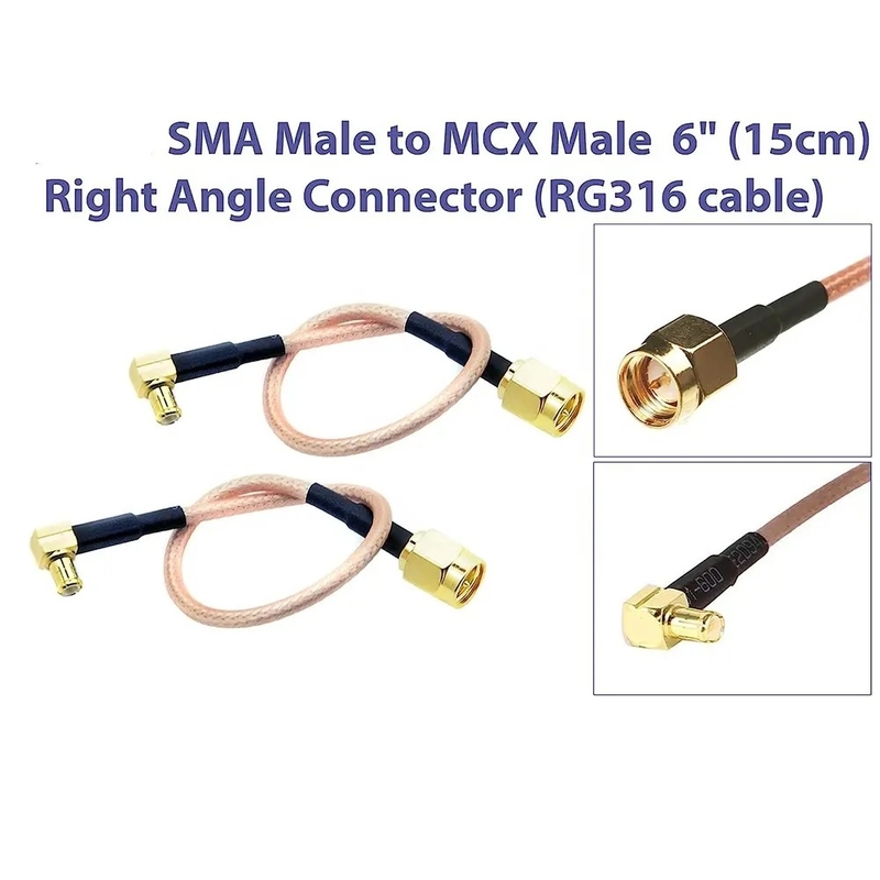 Kabel mit geringem Verlust SMA-Male zu MCX Männlich Rechtswinkel 6 Zoll 15 cm Stecker RF RG316 Koaxial Antenne Pigtail