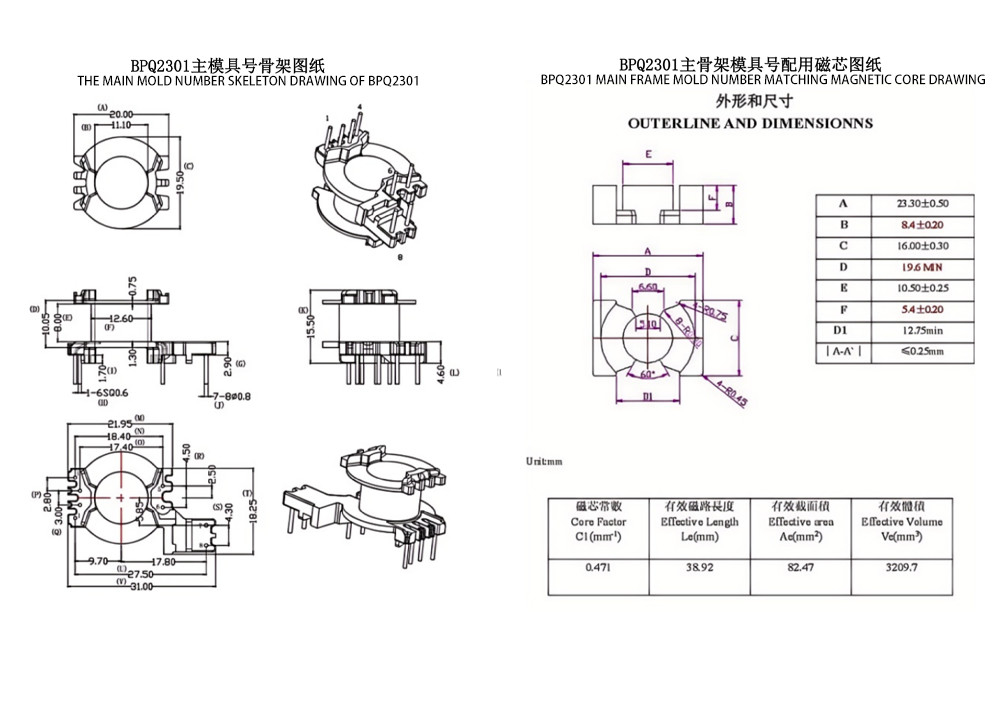 BPQ2301 PQ23 Vertikal 4 2 2 PIN Mittel-Leistungstransformator für die Verteilung