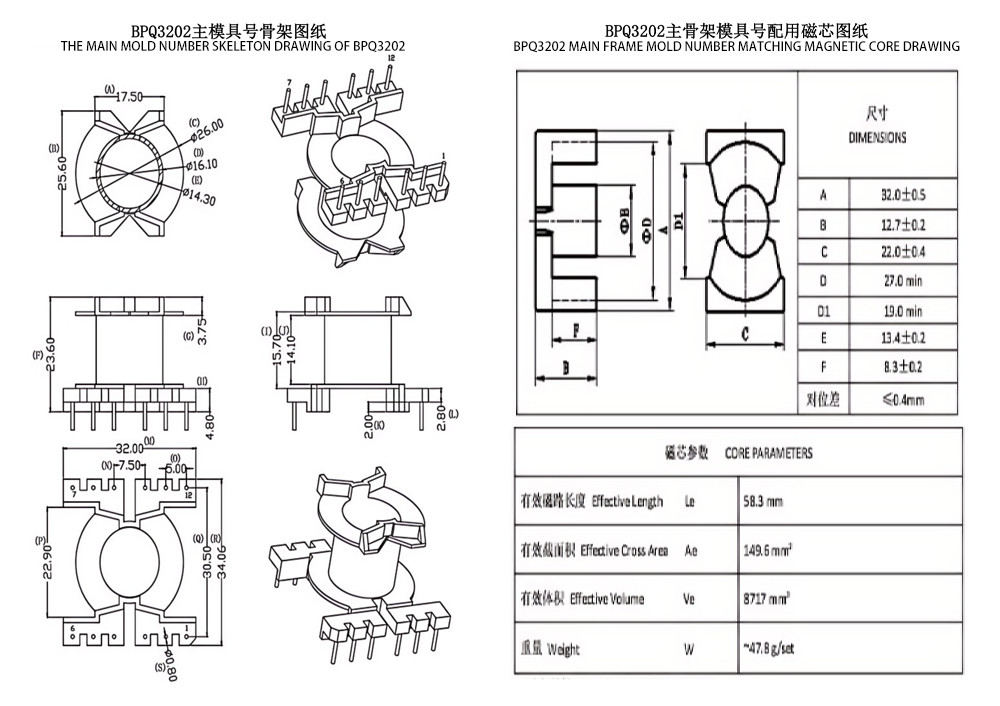 BPQ3202 PQ3225 Vertikaler 6 6 PIN Stromverteilungstransformator Perfekte Lösung für die Stromleitungsverteilung